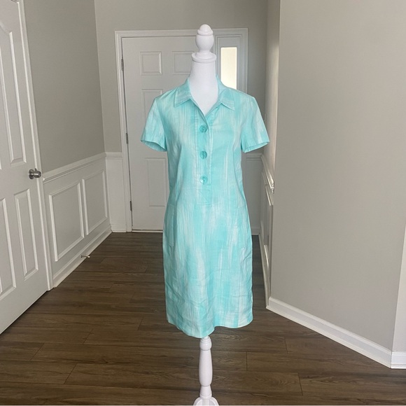Leggiadro Linen Blend Light Blue Shirt Dress Women’s Size 6 - Picture 10 of 11